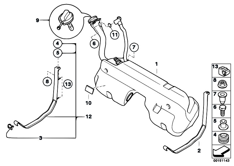 Original Parts for E85 Z4 3.0si N52 Roadster / Fuel Supply/ Fuel Tank ...