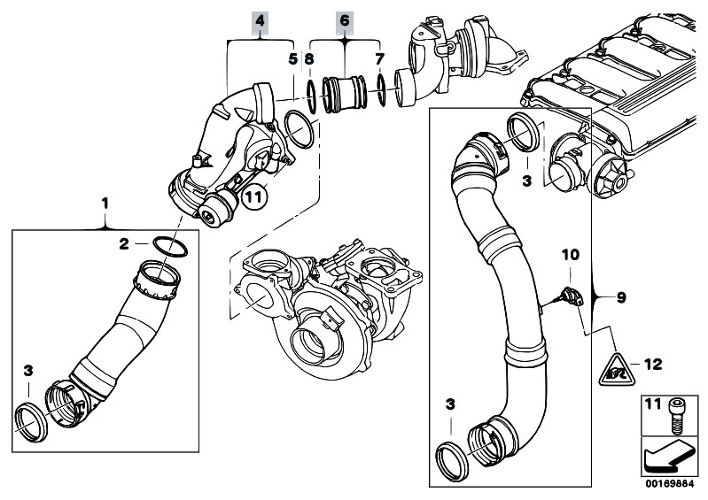 Intake manifold-supercharg.air duct/AGR BMW E61 touring 47762