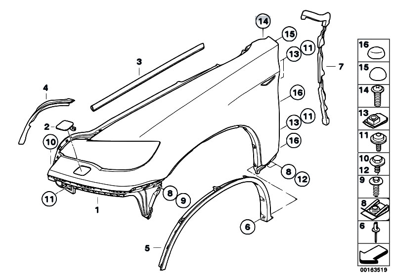 Original Parts for E71 X6 30dX M57N2 SAC / Bodywork/ Side Panel