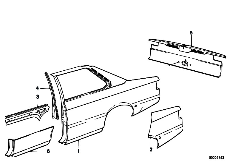 Original Parts for E21 320 M20 Sedan / Bodywork/ Side Panel Tail