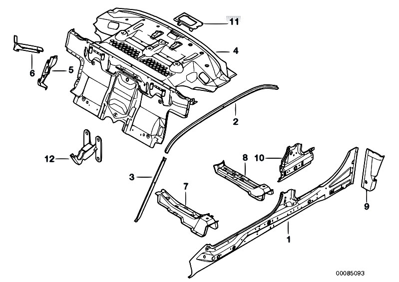 Original Parts for E39 M5 S62 Sedan / Bodywork/ Body Side Frame