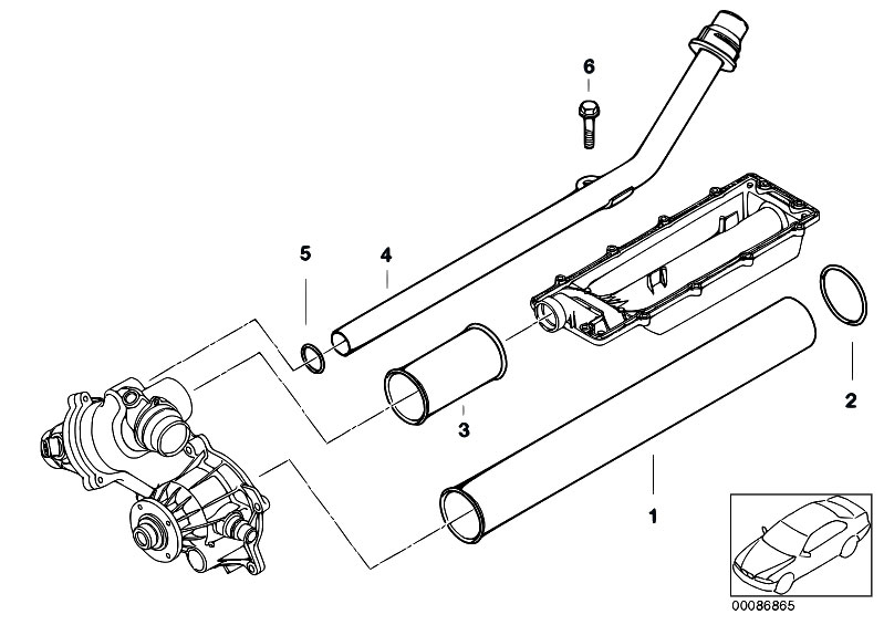 Crankcase Breather Vent Pipe Connecting Line ZYL 1-4 OEM BMW E70 E71