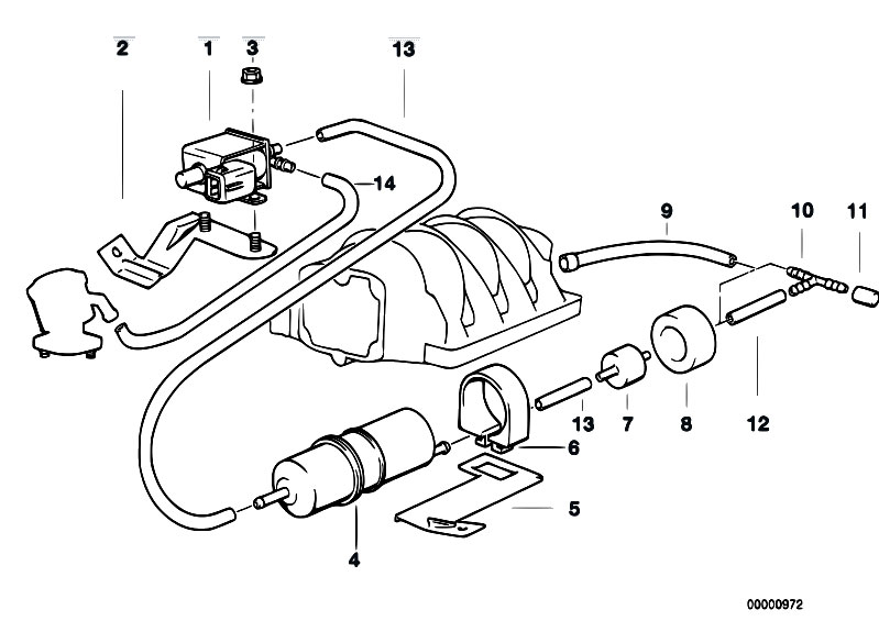 Original Parts for E34 530i M60 Touring / Engine/ Air Pump F Vacuum