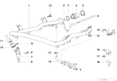 E38 735i M62 Sedan / Fuel Preparation System/  Valves Pipes Of Fuel Injection System