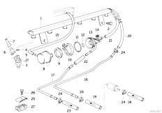 E36 M3 S50 Coupe / Fuel Preparation System/  Valves Pipes Of Fuel Injection System