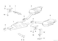 E31 850Ci M73 Coupe / Exhaust System Exhaust System Rear