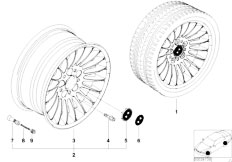 E38 730i M60 Sedan / Wheels/  Bmw Light Alloy Wheel Radial Spoke 61