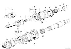 E32 730iL M30 Sedan / Manual Transmission/  Getrag 260 6 Gear Wheel Set Sing Parts