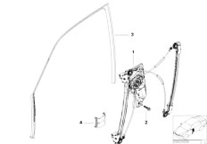 E38 750i M73 Sedan / Vehicle Trim/  Door Window Lifting Mechanism Front