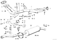 E30 318i M10 2 doors / Exhaust System Exhaust Assembly With Catalyst