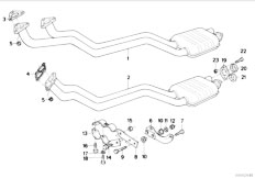 E34 525i M20 Sedan / Exhaust System/  Exhaust Pipe Front Silencer