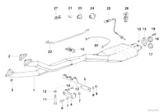 E34 525i M50 Sedan / Exhaust System/  Catalytic Converter Front Silencer