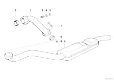 E34 525tds M51 Sedan / Exhaust System/  Exhaust Pipe Muffler