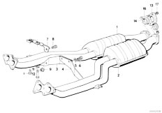 E32 750iLS M70 Sedan / Exhaust System/  Exhaust Pipe Front Silencer