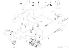 E38 750iL M73 Sedan / Brakes Brake Master Cylinder Brake Pipe Dsc