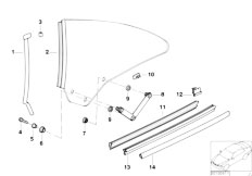 E31 850Ci M70 Coupe / Vehicle Trim Door Window Lifting Mechanism Rear