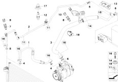 E61N 530xi N52N Touring / Heater And Air Conditioning/  Coolant Lines