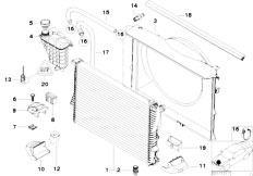 E39 M5 S62 Sedan / Radiator Radiator Expansion Tank Frame