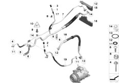 F02 750Li N63 Sedan / Heater And Air Conditioning Refrigerant Lines N63