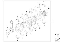 F02 730Ld N57 Sedan / Engine/  Crankshaft With Bearing Shells