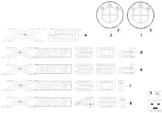 E70 X5 3.0d M57N2 SAV / Vehicle Trim/  Emblems Lettering X Drive