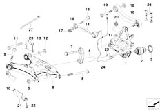 E39 520d M47 Sedan / Rear Axle/  Rear Axle Support Wheel Suspension