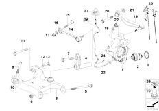 E65 730i N52 Sedan / Rear Axle/  Rear Axle Support Wheel Suspension