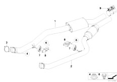 E71 X6 50iX N63 SAC / Exhaust System/  Catalytic Converter Front Silencer