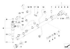 E46 330Cd M57N Coupe / Fuel Preparation System/  High Pressure Accumulator Injector Line