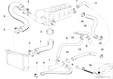 E36 318i M43 Sedan / Engine Cooling System Water Hoses-2