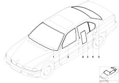 E38 735iL M62 Sedan / Vehicle Trim/  Glazing