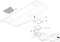 E39 520i M54 Sedan / Audio Navigation Electronic Systems/  Single Parts F Package Shelf Top Hifi