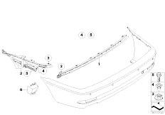 E46 330Cd M57N Coupe / Vehicle Trim/  Rear Bumper Mounting Parts