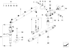 E38 740d M67 Sedan / Fuel Preparation System Press Accumulator Distributor Injector