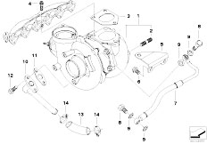 E65 730d M57N Sedan / Engine/  Turbo Charger With Lubrication