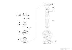 E39 530d M57 Sedan / Front Axle/  Guide Support Spring Pad Attaching Parts-2