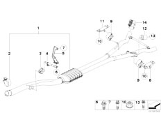 E63N 635d M57N2 Coupe / Exhaust System/  Front Silencer