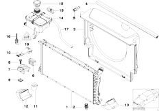 E39 530d M57 Sedan / Radiator/  Radiator Expansion Tank Frame