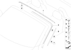 E85 Z4 2.5i N52 Roadster / Vehicle Trim Windshield Frame Cover
