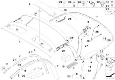E85 Z4 2.5i N52 Roadster / Sliding Roof Folding Top Folding Top Mounting Parts