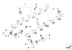 E65 760i N73 Sedan / Fuel Preparation System/  Injection Line Fuel Injector