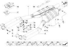 E38 L7 M73 Sedan / Exhaust System/  Catalytic Converter Front Silencer