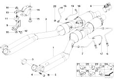 E38 750iL M73N Sedan / Exhaust System/  Catalytic Converter Front Silencer