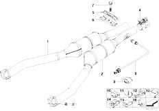 E39 535i M62 Sedan / Exhaust System Exhaust Pipe Catalytic Converter