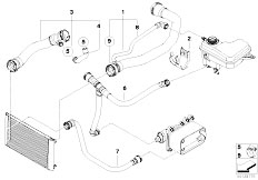 E65 730d M57N Sedan / Radiator Cooling System Water Hoses