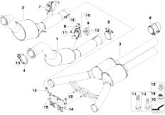 E65 740d M67 Sedan / Exhaust System/  Catalytic Converter Front Silencer