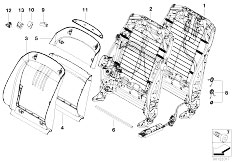 E66 740Li N62N Sedan / Seats/  Front Seat Backrest Frame Rear Panel