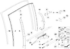 E38 750iLS M73 Sedan / Vehicle Trim Door Window Lifting Mechanism Rear