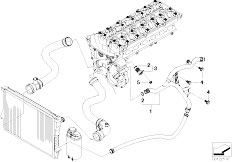 E66 730Li M54 Sedan / Engine/  Cooling System Water Hoses