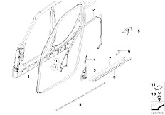 E83 X3 3.0d M57N SAV / Bodywork Door Weatherstrip Front